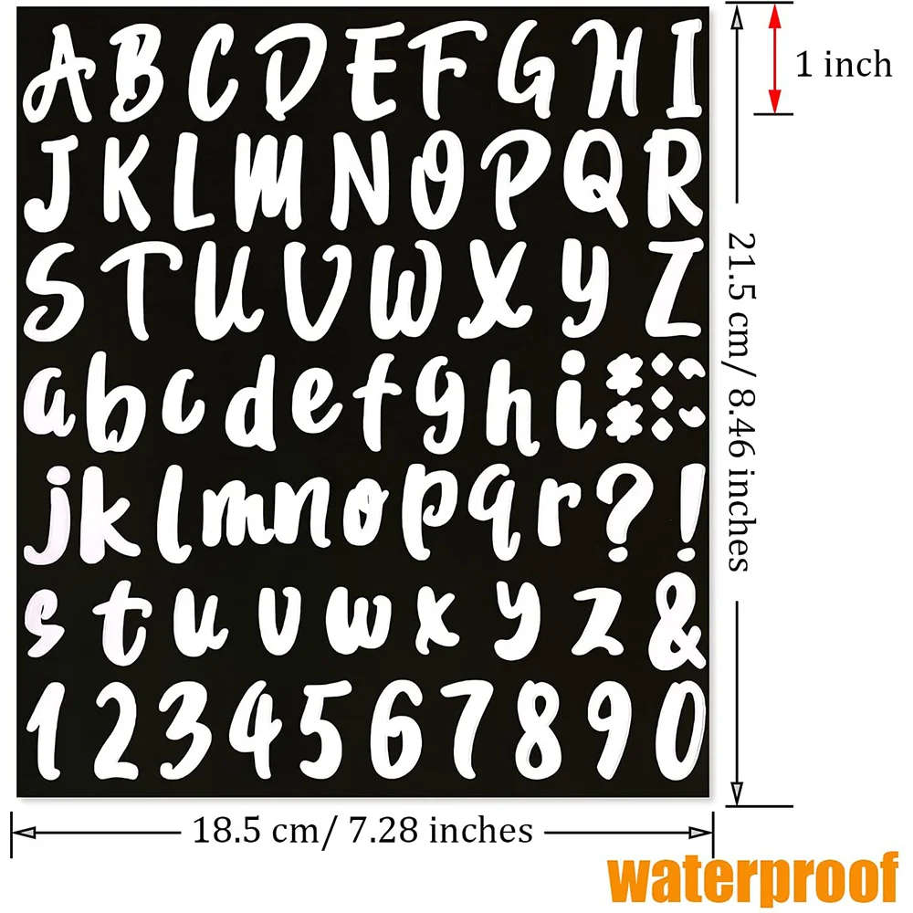 ABUH-720 Pieces 10 Sheets Self-Adhesive Vinyl Sticker, Alphabet Letter Number Stickers For Mailbox, Door (1 Inch)
