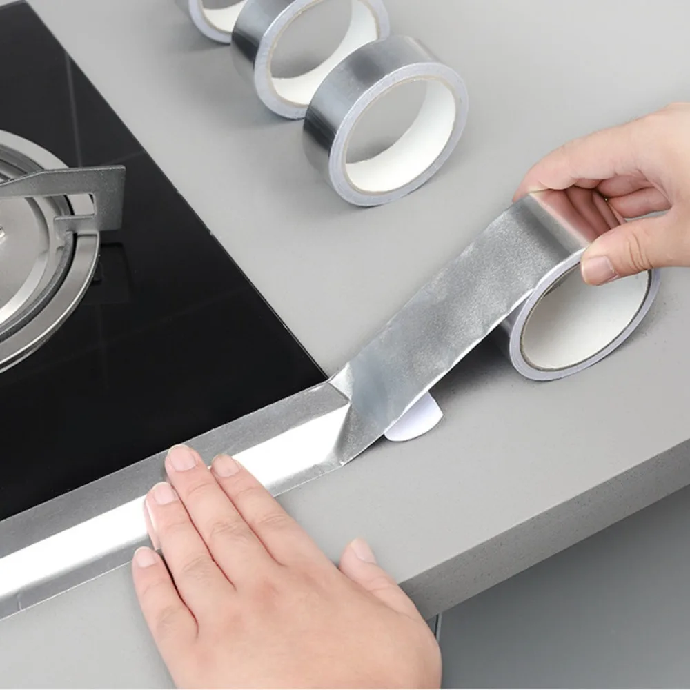 5 m/Rolle Hohe Temperatur Widerstand Aluminium Folie Klebeband Küche Rohr Reparatur Selbstklebende Abdichtung Wärmedämmung Langlebiges Klebeband