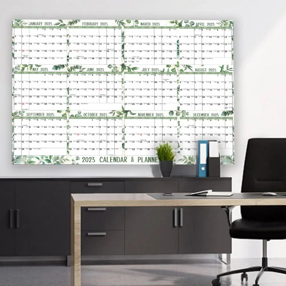 2025 달력 2025 지우기 가능 벽 달력, 연간 연간 플래너, 가역 일정 정리함, 습식 건식 지우기, 12 개월