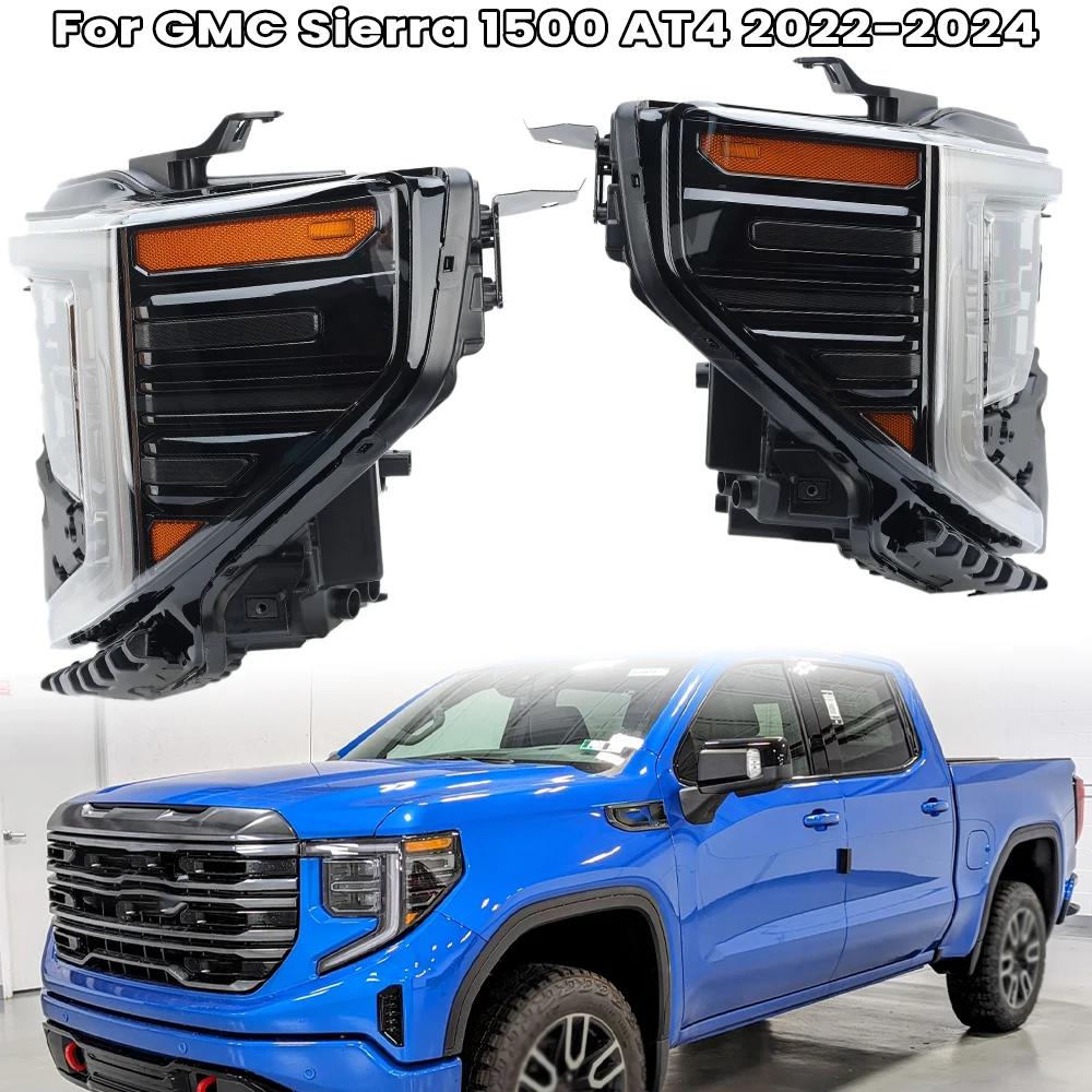 

Для GMC Sierra 1500 2022 2023 2024 AT4/AT4X полностью светодиодная фара drl передняя автомобильная фара 5543197 85543198 Замена аксессуаров
