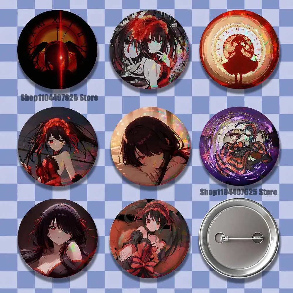 

Anime Kurumi Tokisaki Badges Button Round Creative Pin Brooch Badge Bag Decor Accessories Fans Collect Friends Gifts