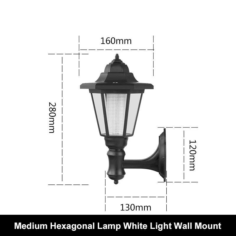 Hexagonal Solar Lawn Light Retro Led Wall Lamp Lantern LED Solar Sconce Light Villa Outdoor Decor Patio Pathway Landscape Lamp