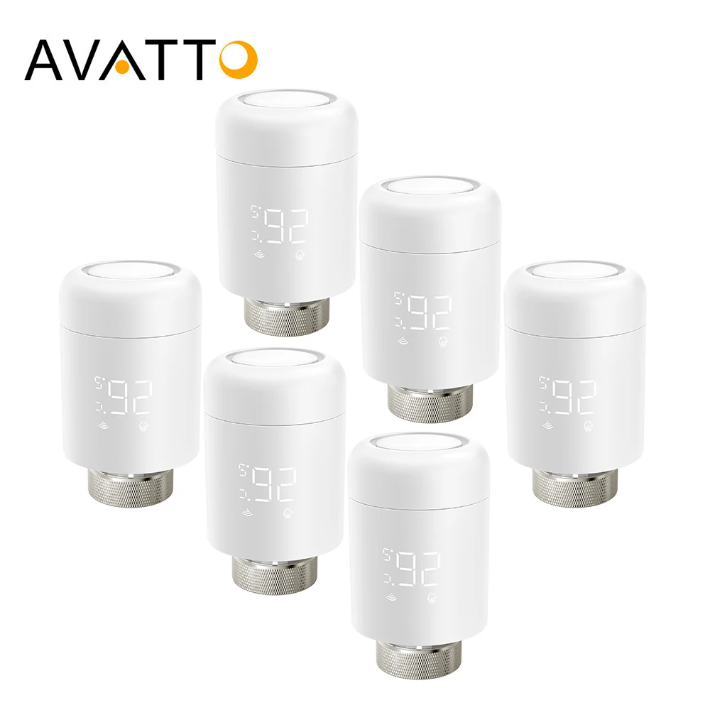 

AVATTO 1 ~ 6 шт. Tuya ZigBee Smart TRV термостатический клапан, регулятор температуры, термостат, привод радиатора, Alexa Google Home