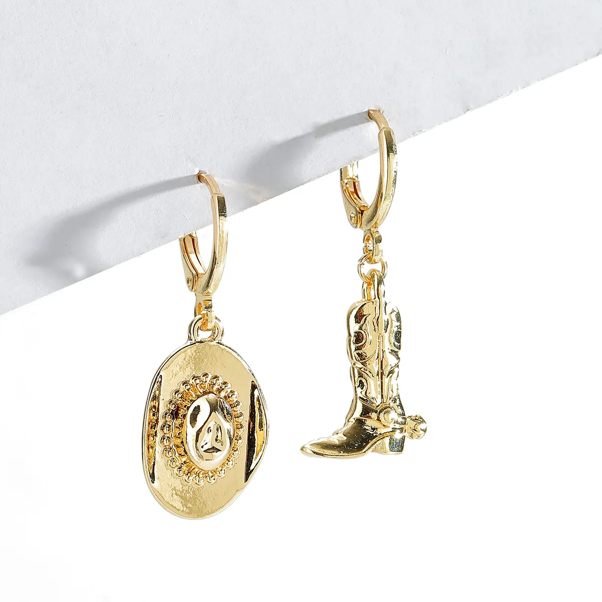 New Fashion Women Gold Silver Color Western Cowgirl Earring Cowboy Accessories Metal Drop Earring