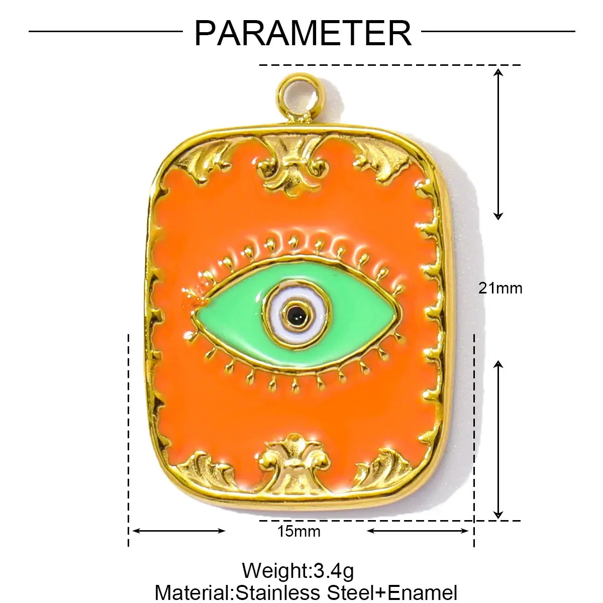 3 stks/partij Groothandel Rvs Emaille Vierkant Hart Diy Oorbel Bedels Vrouw Boze Oog Ketting Hangers Poker Sieraden