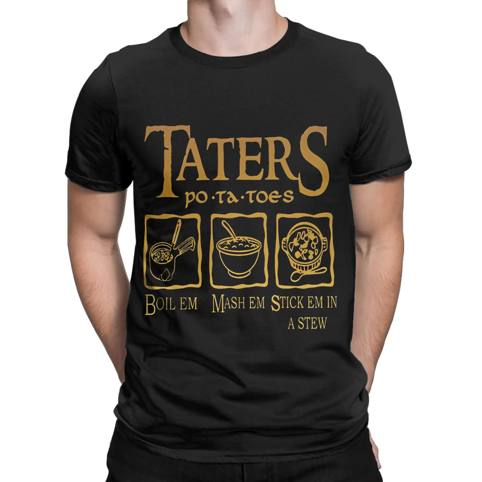 L-Lords Of The R-Rings   T Shirt Summer Taters Potatoes Cotton T-Shirts For Men's Trending Pattern Tshirt Short-Sleeve Tees