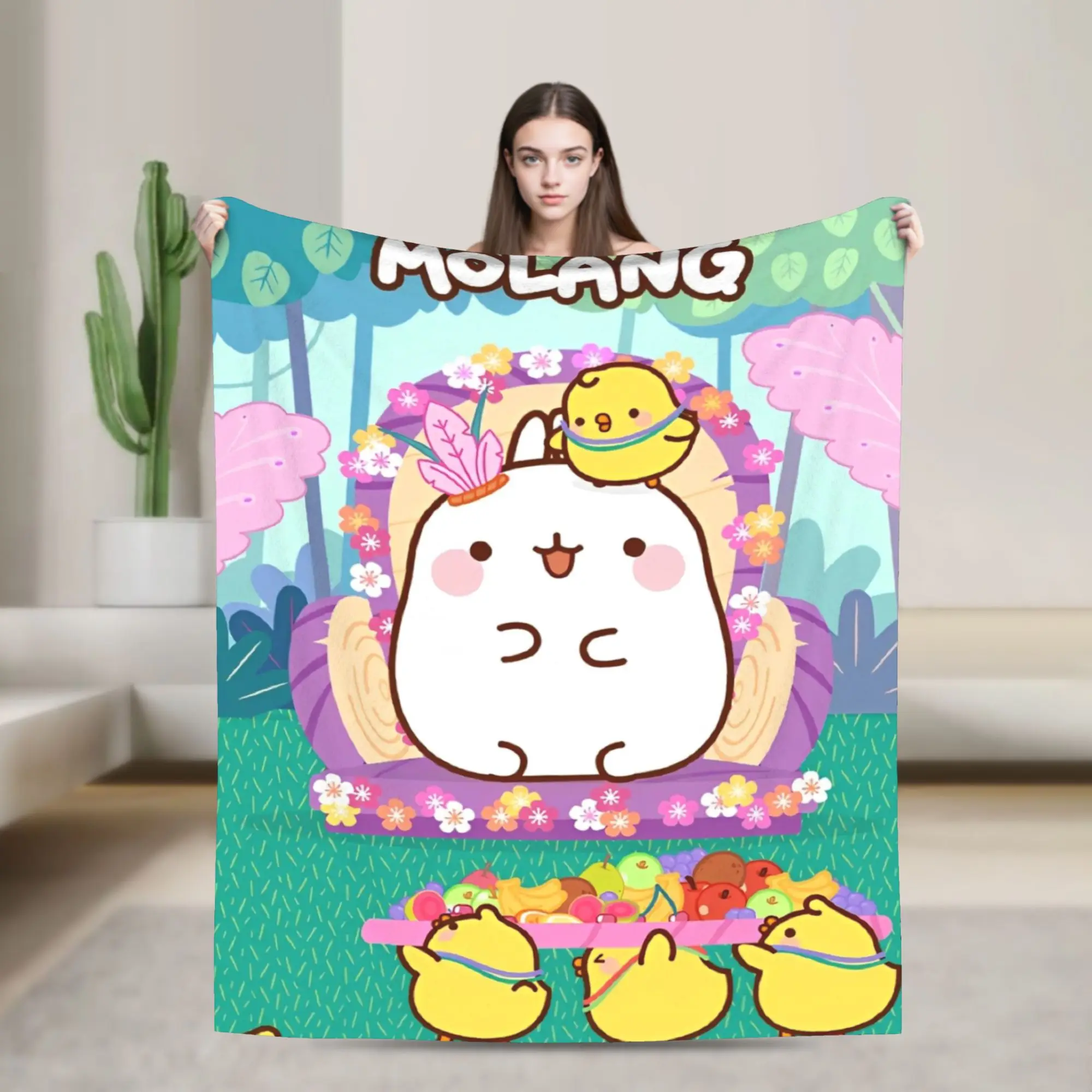 Molang Kawaill Rabbit Merch Blanket Warm Cozy Fluffy  Throw Blankets for Sofa 50x60 Inches Multiple Sizes Throws And Blankets