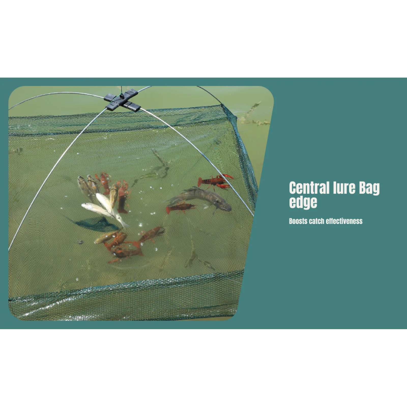 Fishing Dip Net Foldable Umbrella Trap Nylon Square Pocket Crab Mesh for Creek Eels and Shrimp