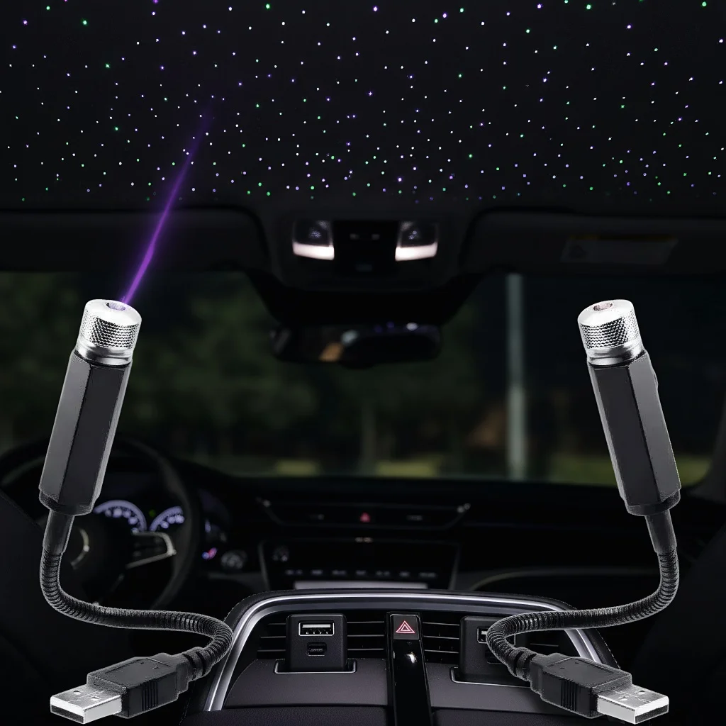 

Светодиодный проектор звездного неба для автомобиля, USB-лампа-проектор галактики, регулируемая, для декора потолка автомобиля и комнаты