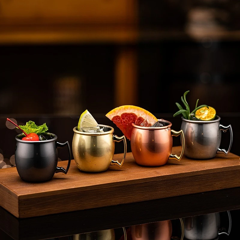 

Cocktail Wine Cup Moscow Mule Mug 60ml Stainless Steel Hammered Copper Plated Beer Cup for Home Coffee Bar Drinkware