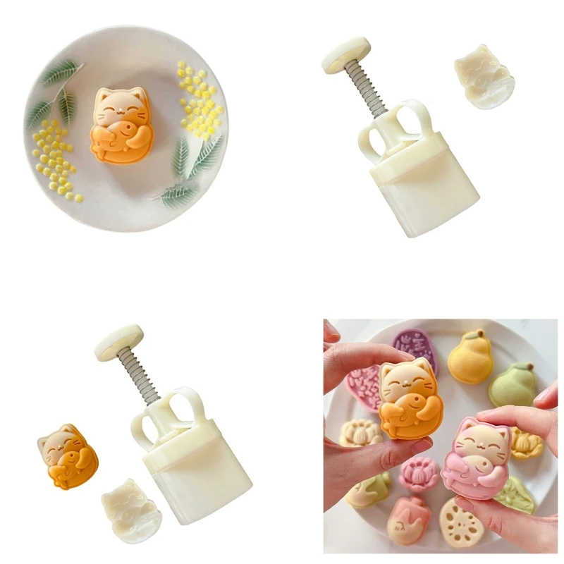 R2LD Mooie Katten vorm Mooncakes Mallen Karper Katten Mooncakes Embosser Praktische Traktatie Maker voor Viering Delicatessen