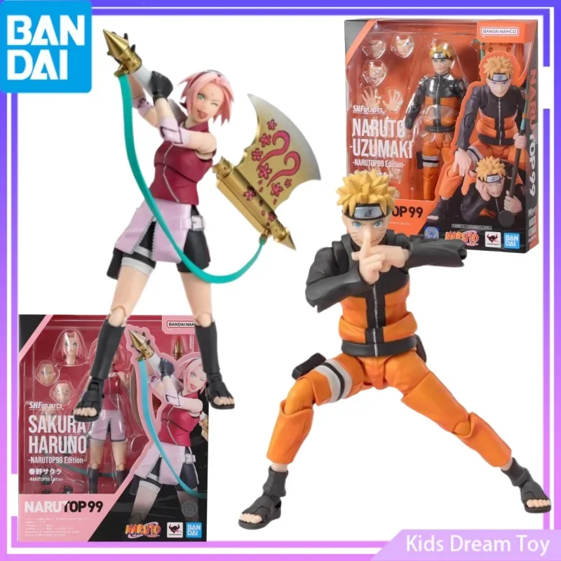 

Bandai in Stock Original S.H.Figuarts NARUTO Anime Naruto Uzumaki&Sakura Haruno NARUTOP99 Edition Action Figures Toy Collectible