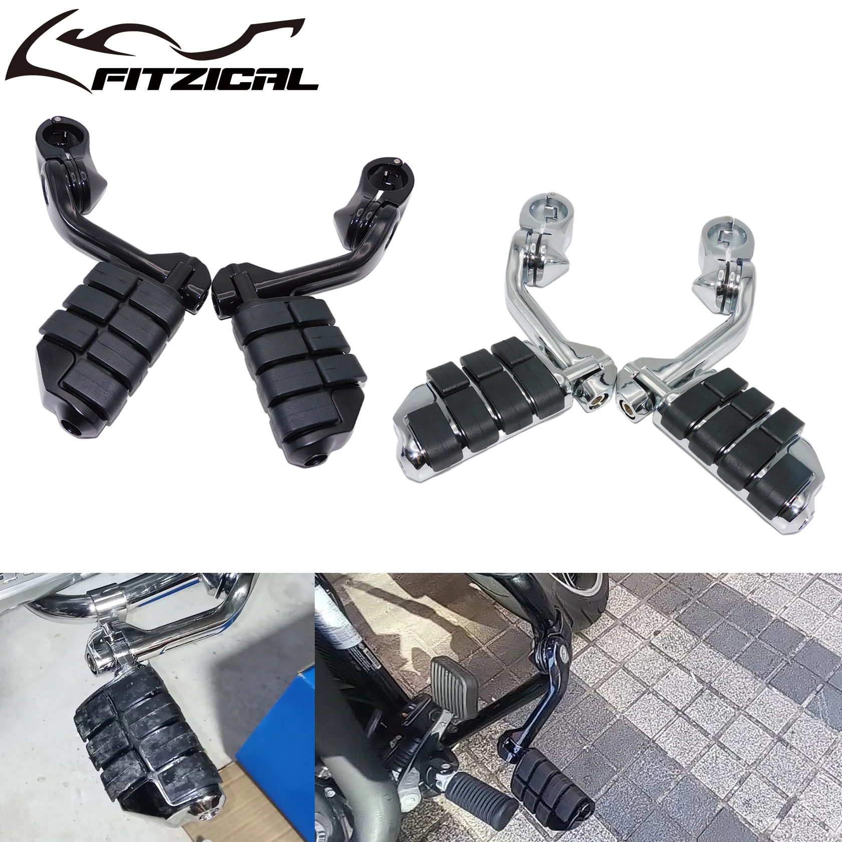 

Motorcycle 32mm 1.25'' Highway Bar Clamp Mount Long Angled Engine Guards Footpeg Pedal For Harley Touring Sportster Dyna Fatboy