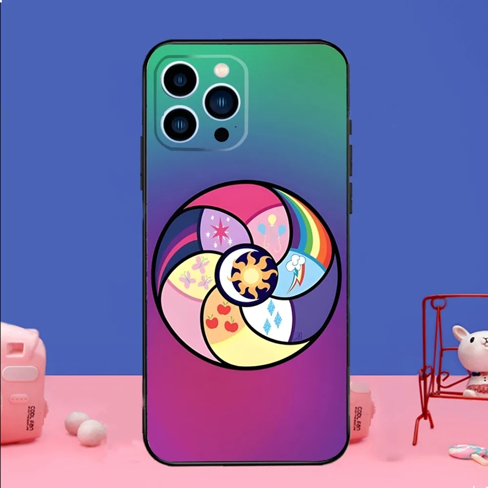 Cartoon M-My L-Little P-PonyS Phone Case For iPhone 14,13,12 Mini 11 Pro XR,X,XS,MAX 6S,7,8 Plus Silicone Cover Soft black