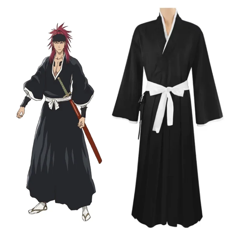 

Anime Bleach Abarai Renji Cosplay Costumes Mens Japanese Kimono Set Thousand-Year Blood War Vice Captain of Team Six Uniform
