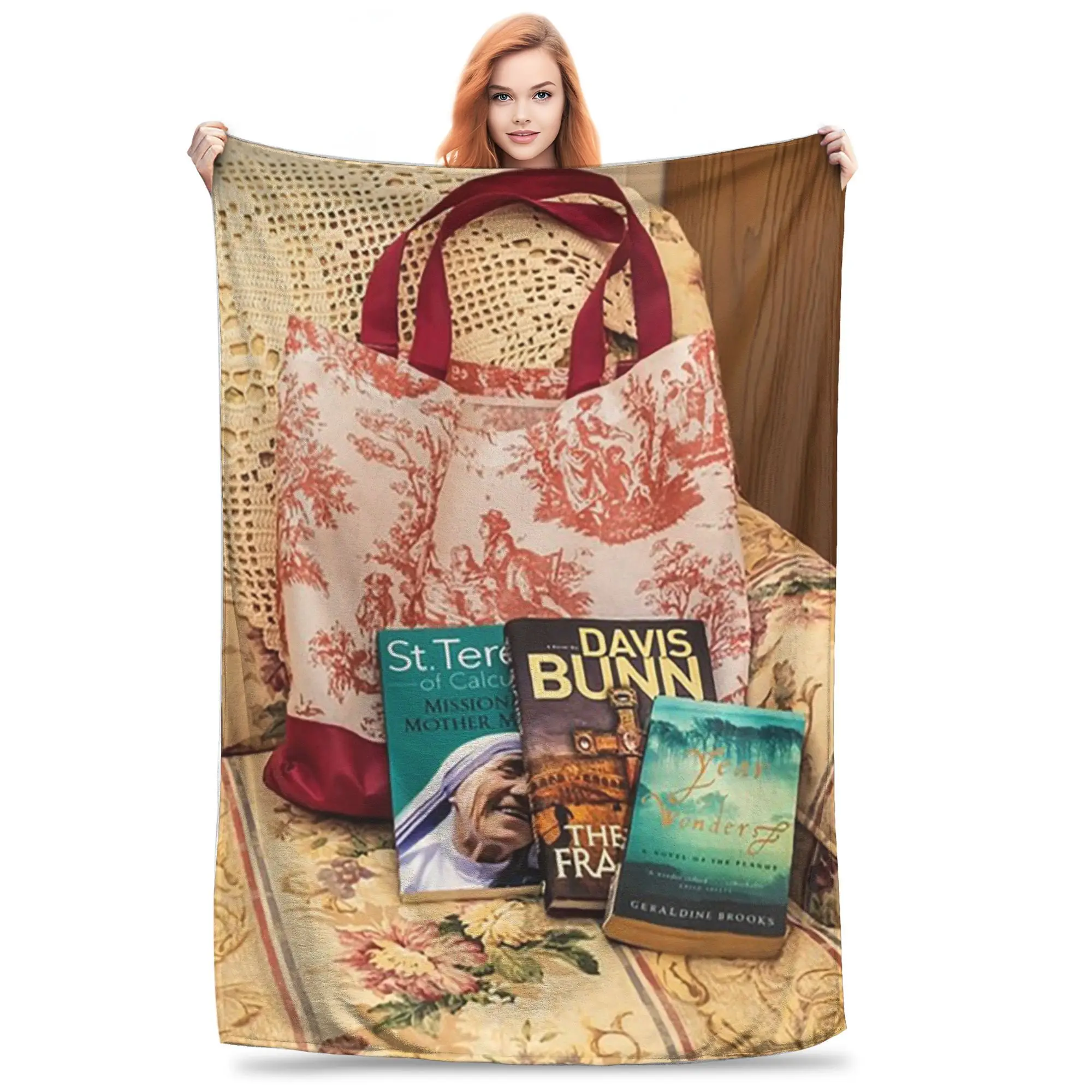 

Уютный уголок для чтения с книгами, большая сумка, салфетка на цветочном стуле, одеяла, флисовое одеяло для дивана, постельные принадлежности