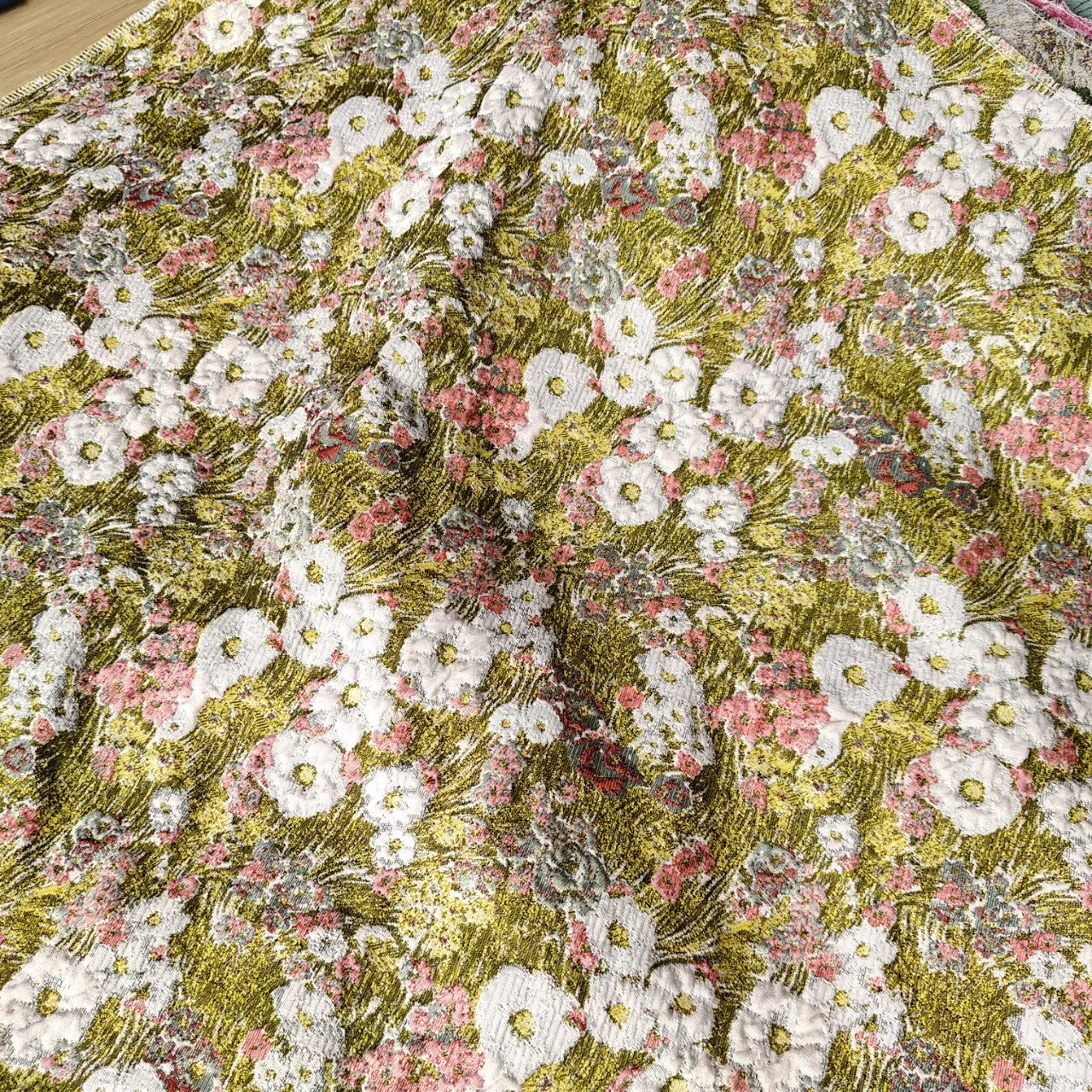 Yarn-dyed Rustic Style Floral Embossed Jacquard Fabric Skirt Bag Cloth Decorative fabrics Sewing Material