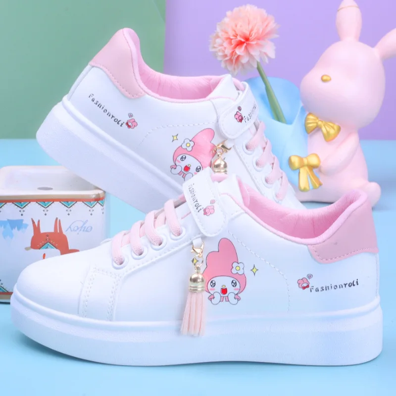 

Кроссовки Kuromi Sanrio Hello Kitty Sanrio, студенческие дышащие туфли для досок, повседневная обувь на липучке с героями мультфильмов для девочек