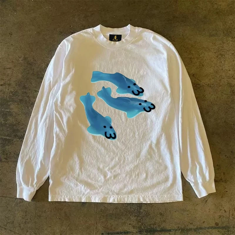 Long Sleeve T-Shirt 310 Pure Cotton Double Thread Women's Style Three Needle Charitable Fundraising Upward Hero American Couple