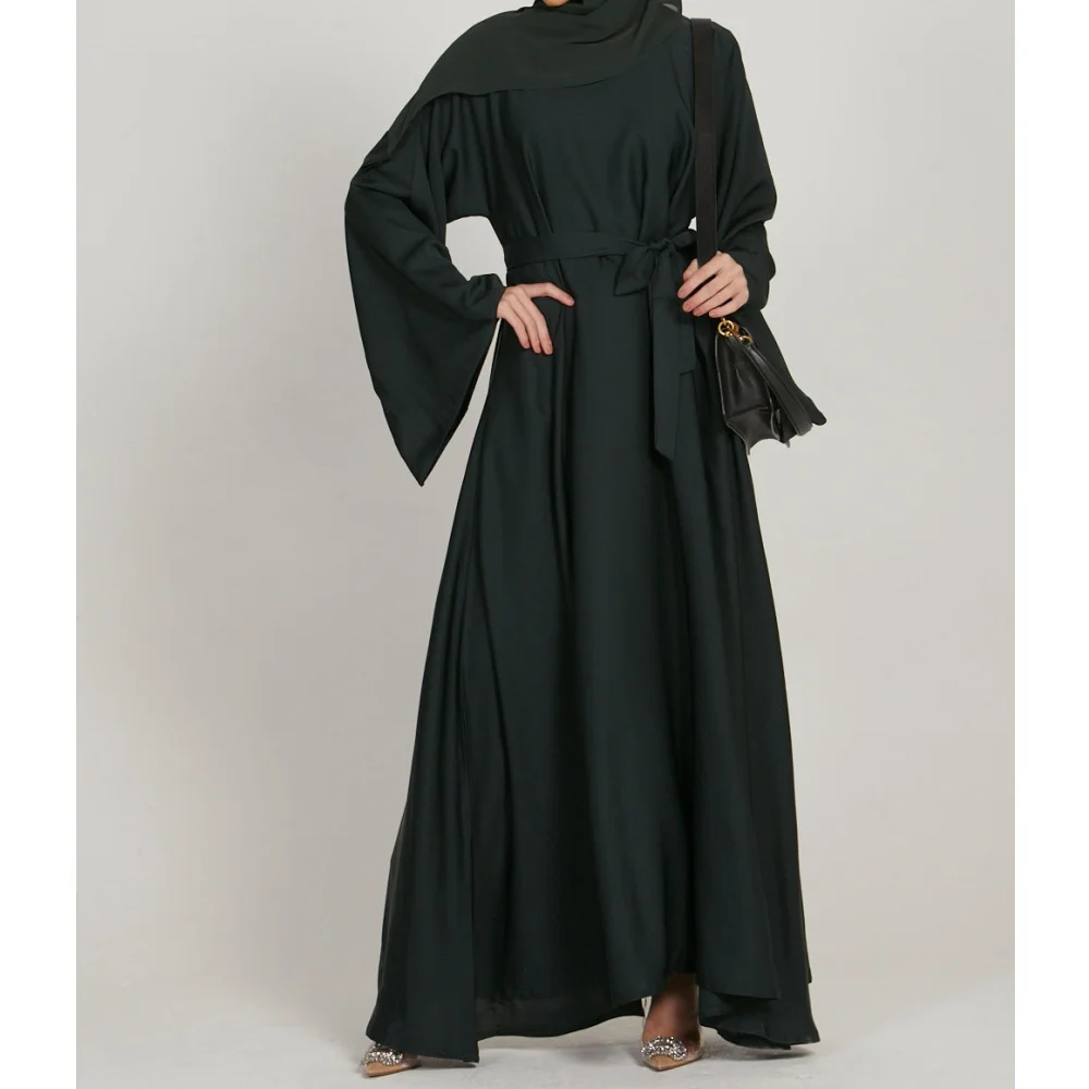 2024 Hot Sale 6 Solid Color Modest Abaya Dress Ramadan Muslim Fashion Femme Robe Dubai Arabia Turkish Kaftan For Women Dress