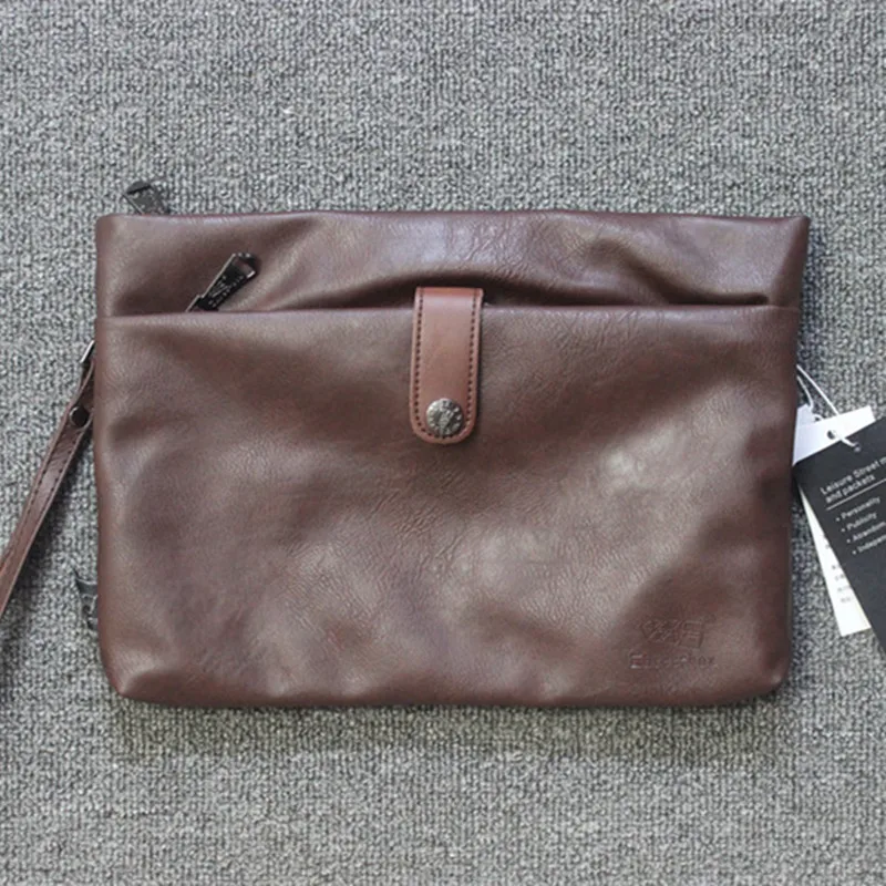 Bolso de hombro Vintage para hombre, bandolera de cuero suave con cremallera, bolso cruzado de gran capacidad