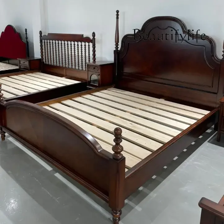 

туалетный столик American retro solid wood bed premium bedroom French home simple designer comfortable and fashionable