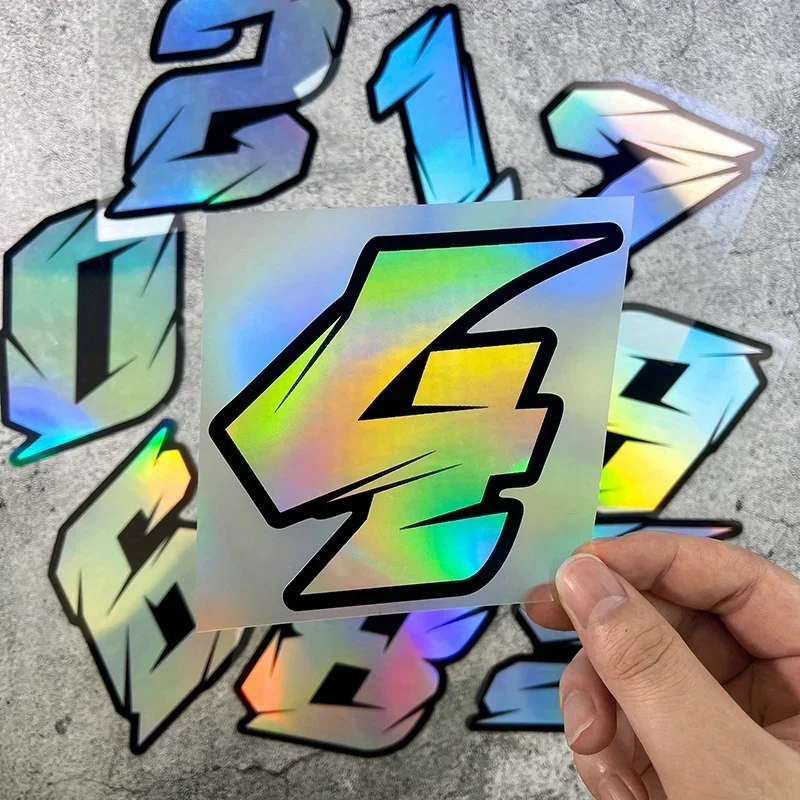 

1 шт., наклейки с лазерным номером для мотоцикла, водостойкие наклейки на топливный бак для мотоцикла, электрический скутер, украшение для велосипеда, прочные виниловые наклейки