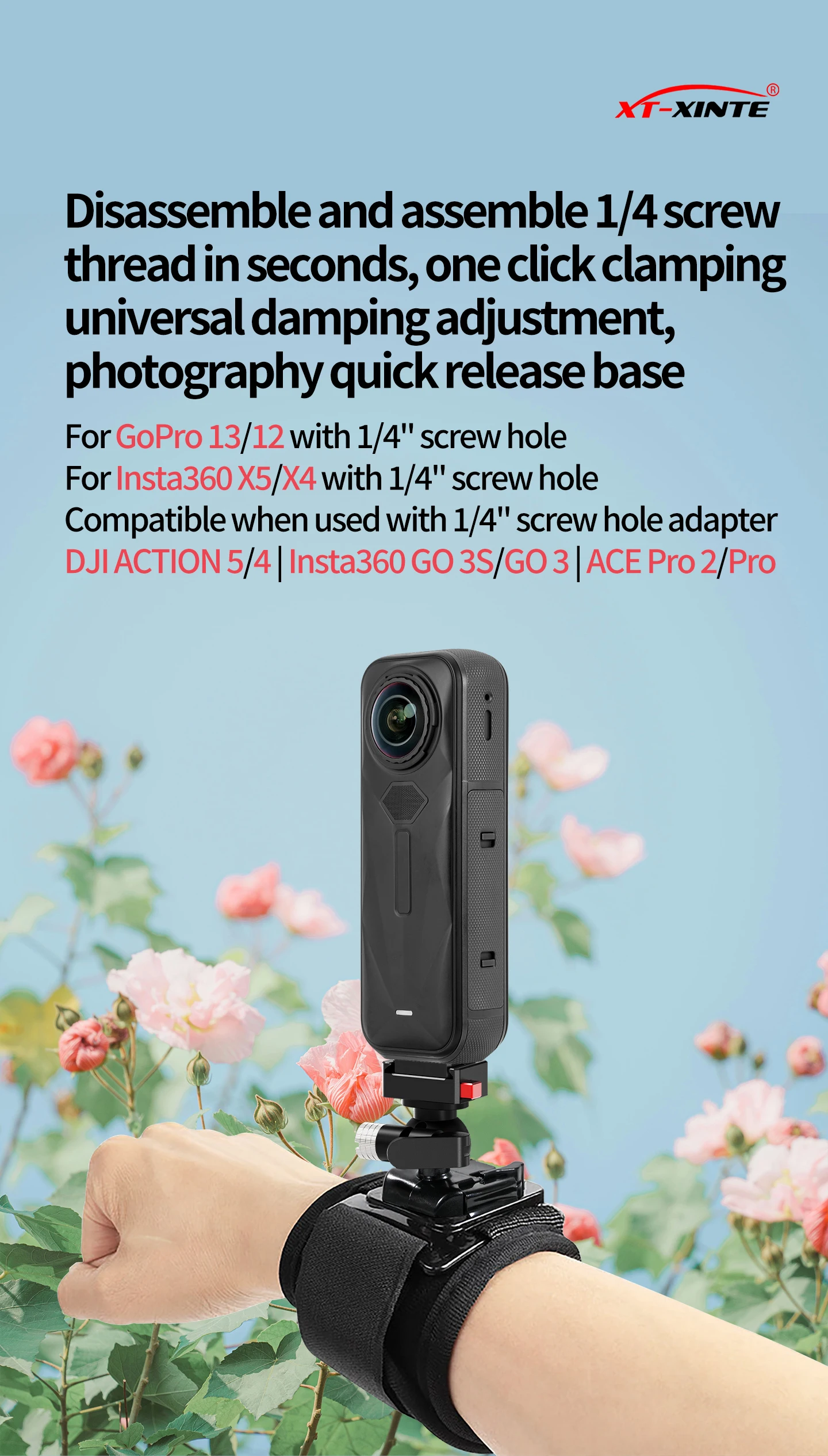 17MM Kugelkopf Action Kamera Schnellverschluss Schnalle Basis für GoPro Insta360 DJI Osmo Tasche Magnetische Motorrad Halterung – Detail 23