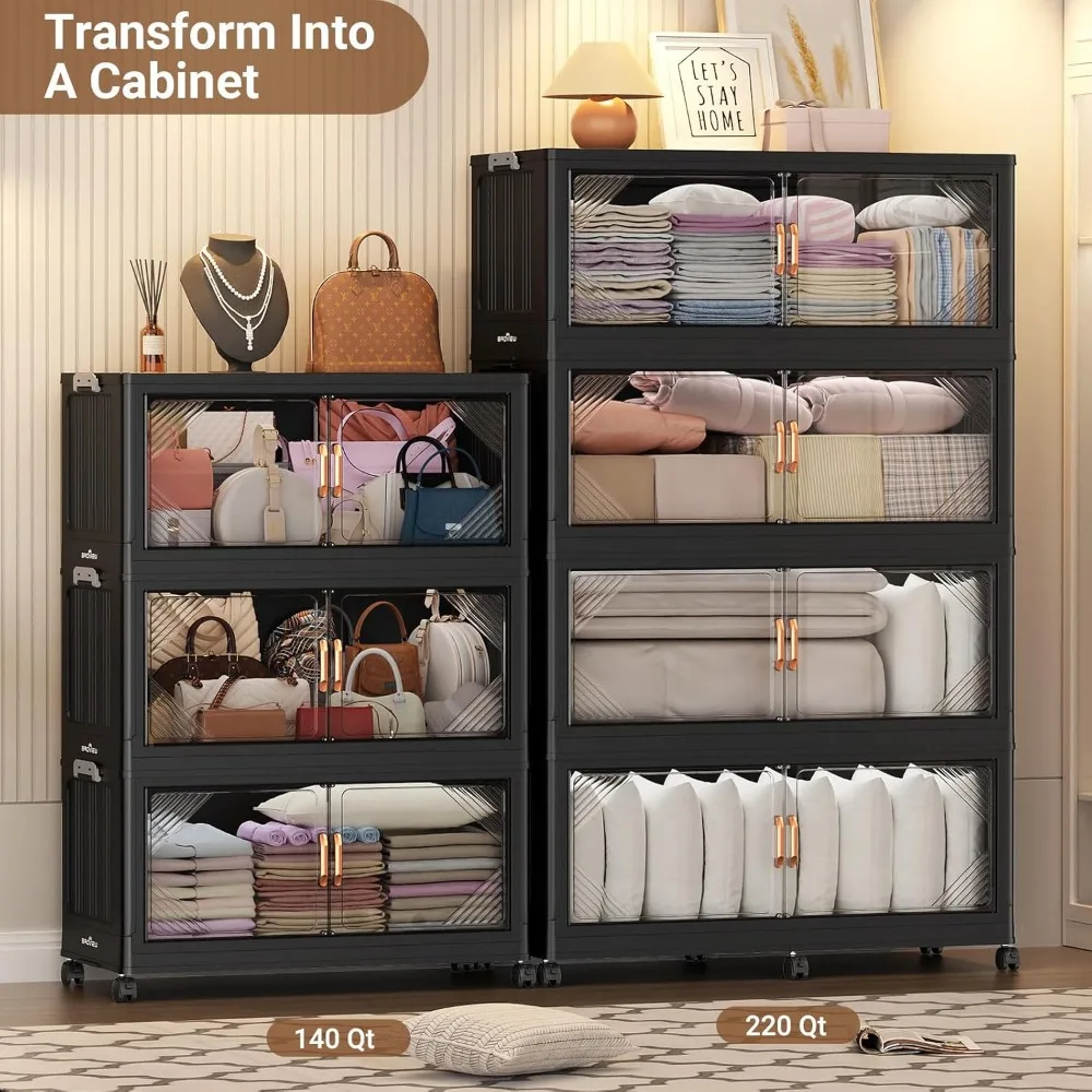 Ultra-verriegelnde Aufbewahrungsboxen, 8er-Pack transparente Kunststoffbehälter, 70 Quart Hochleistungs-Organizer für Schränke