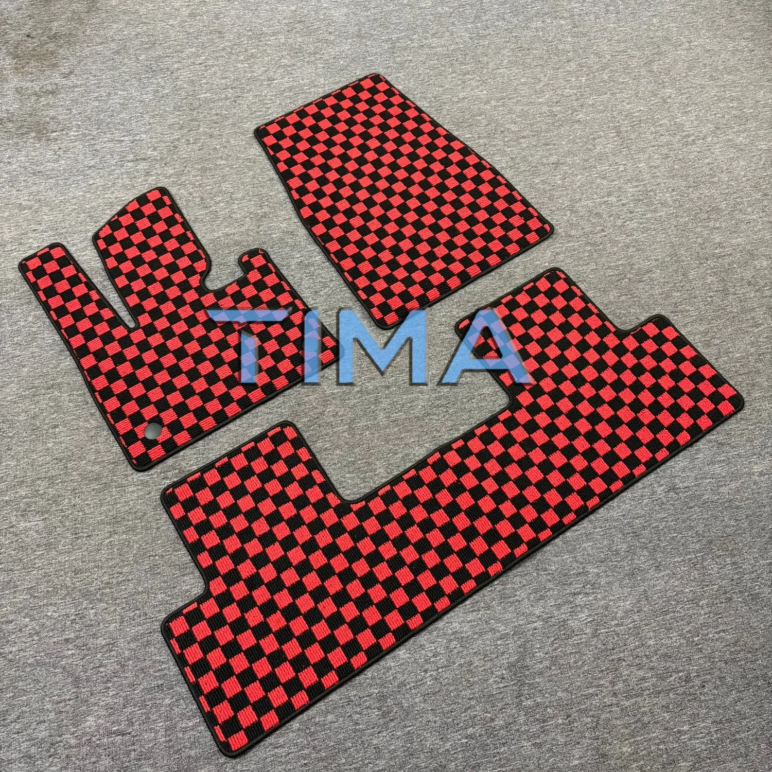 JDM Checkered Car Mats Set of 3 Abstract Checkered Flag Vintage 3PCS For Xiaomi YU7 LHD