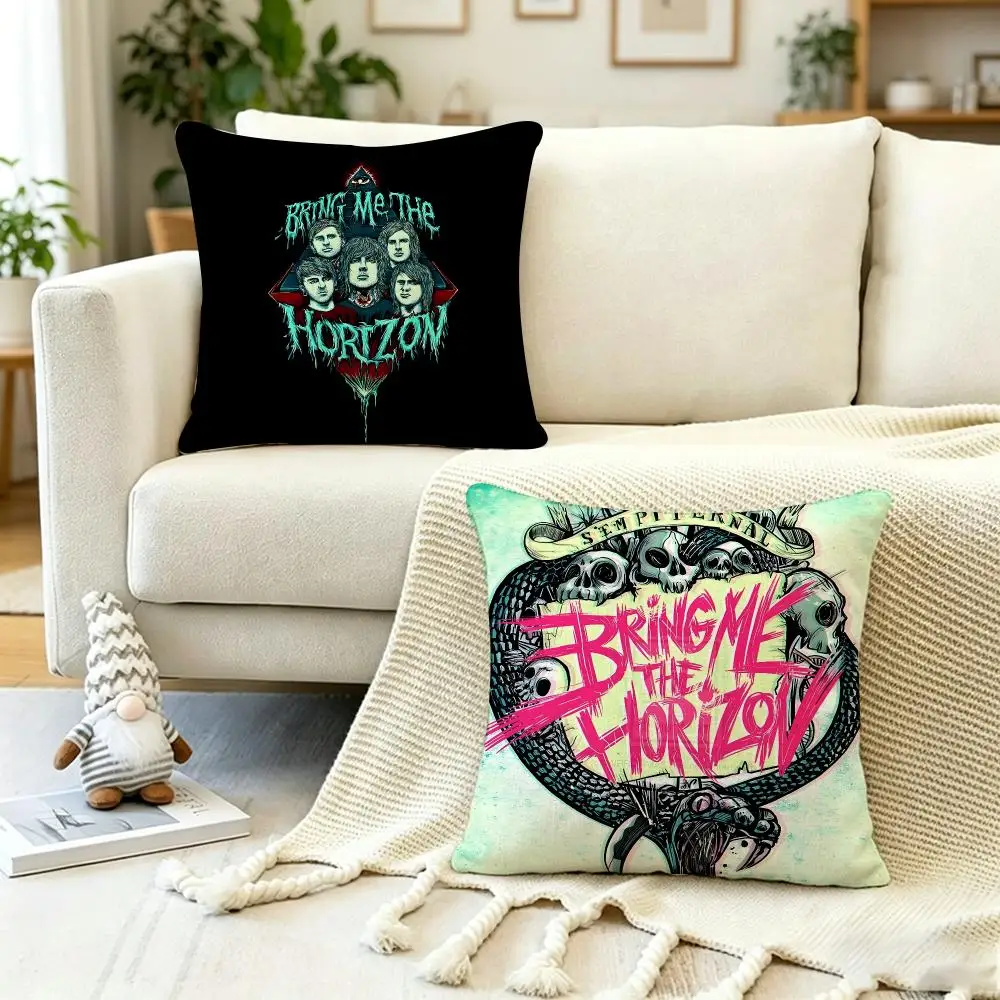 Anime B-Bring Me the Horizon Cushion Cover Anti-dustmite Pillowcase Invisible zipper silky short plush Sofa cushion cover