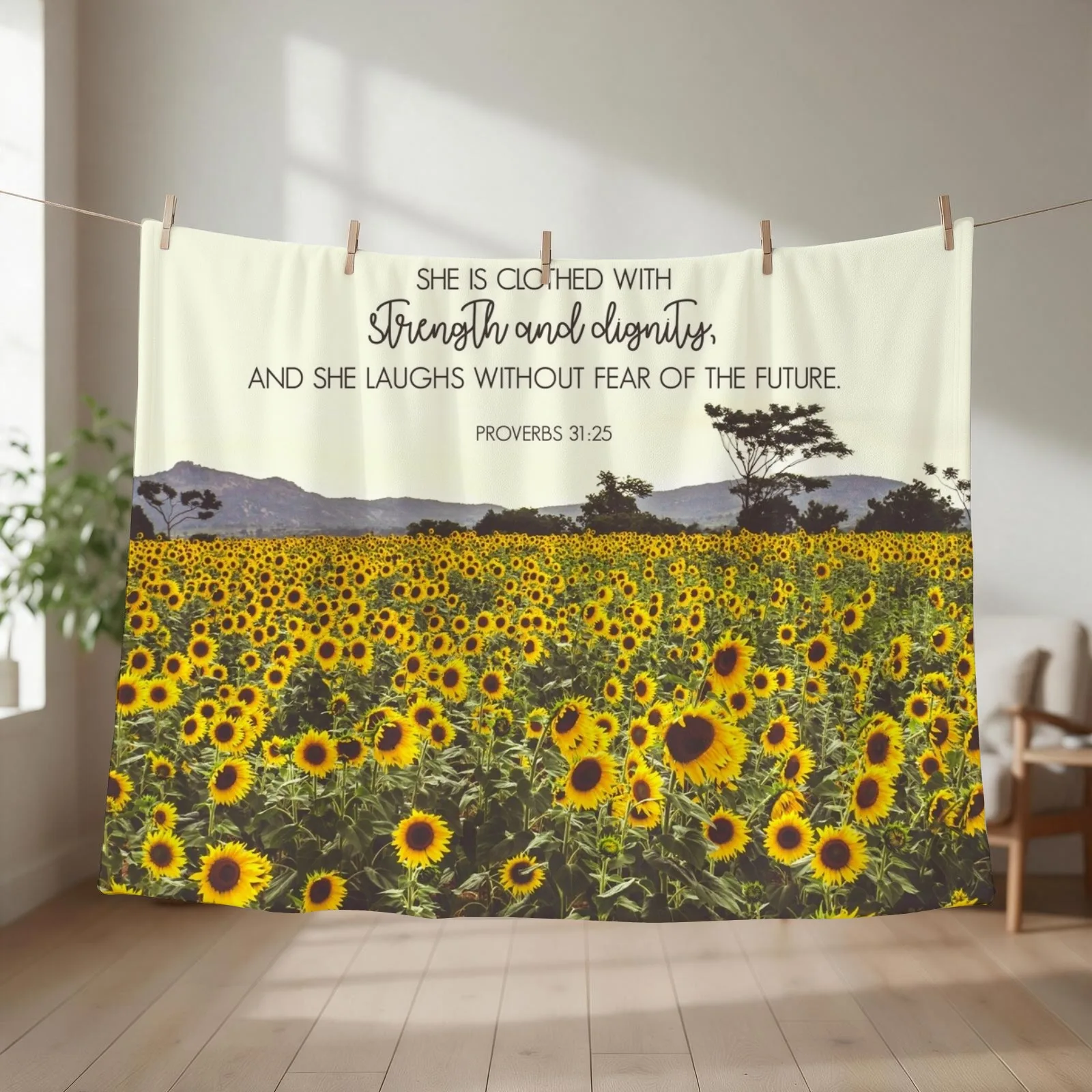 Proverbs and Sunflowers Throw Blanket Designers Furry Summer Large Blankets