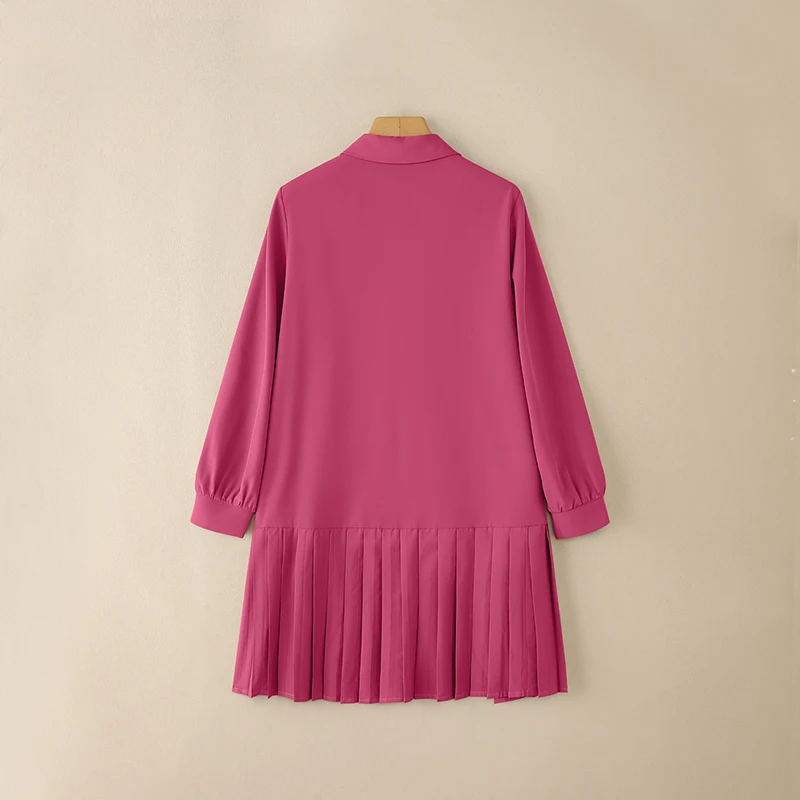 VONDA Damskie Sukienki Koszulowe na Jesień 2025 Długi Rękaw Jednolite Eleganckie Mini Sukienki Letnie z Kołnierzykiem Zapinane na Guziki Z Falbankami Vestidos Modne Codzienne Szaty