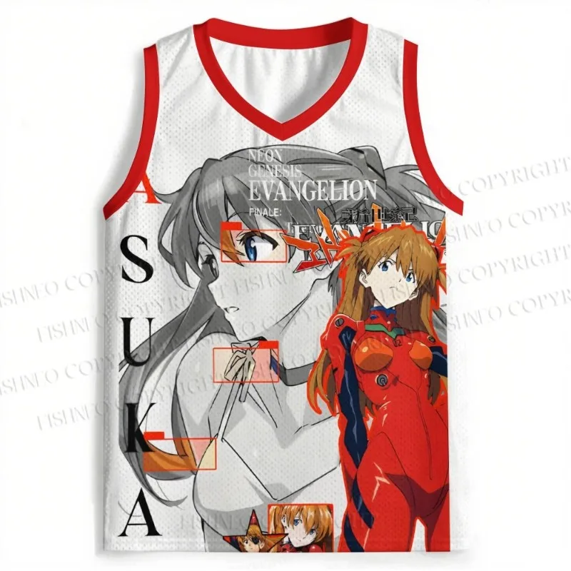 Anime Evangelion Basketball Tank Top Ayanami Graphic Sleeveless Mesh Jersey Unisex Vintage Manga Print Casual Street Sport Vest