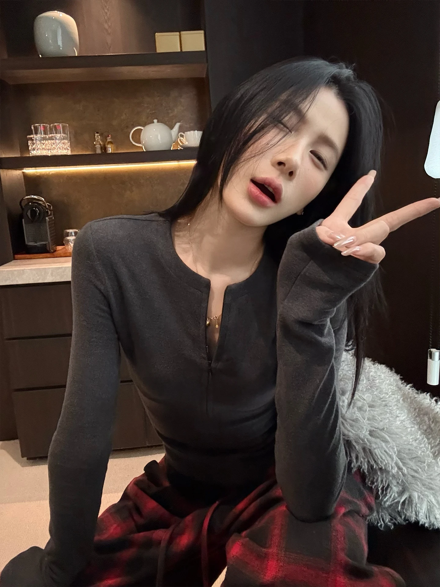 

Seven Knitted Fce Lined Slim Fit Base irt Korean Sle Long Sve T-irt Inner Wear Breathable Comfortable Winter De...