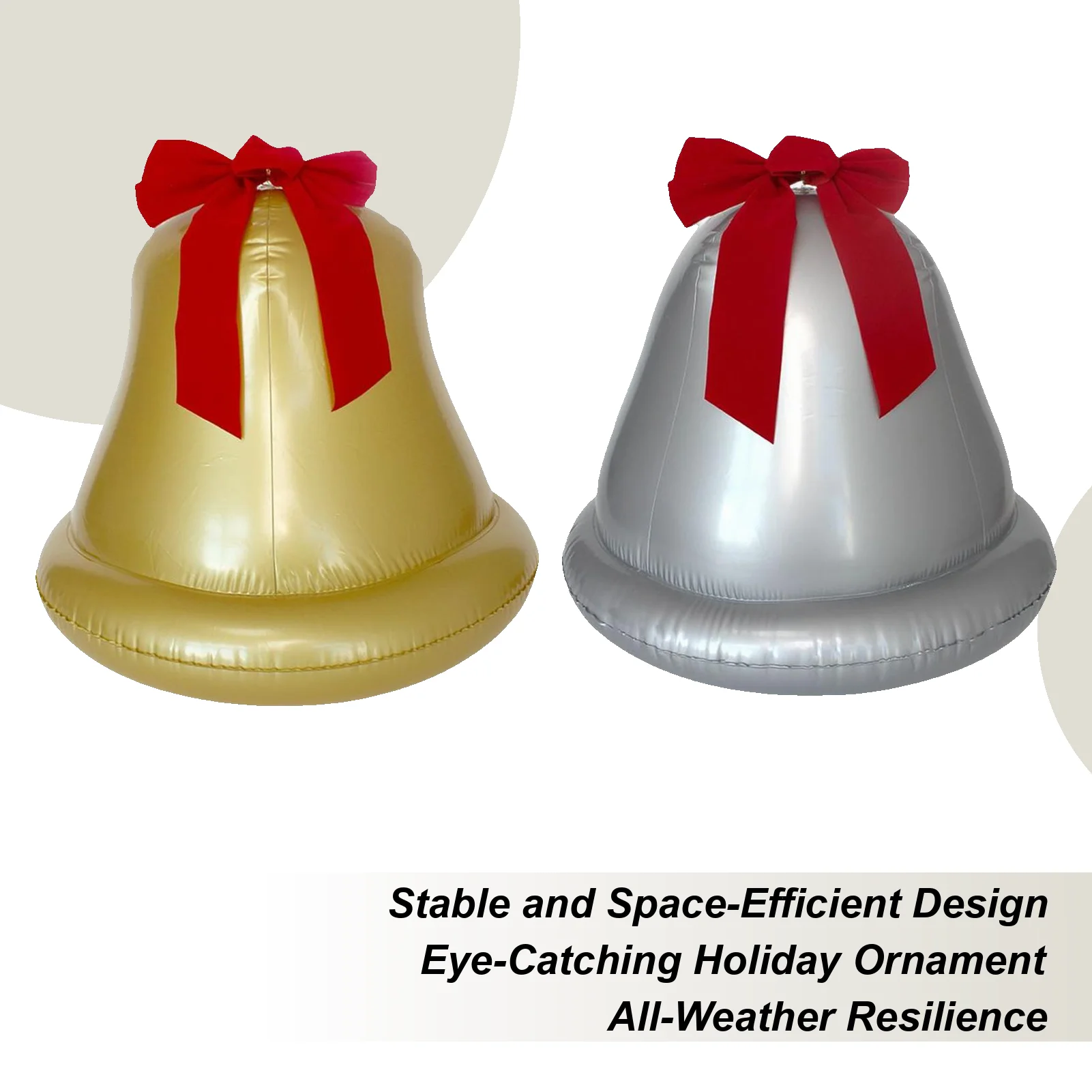 

Inflatable Christmas Ornaments Large PVC Christmas Bell With Bow Home Decor Lawn Ornaments For Indoor Outdoor Office Pathway