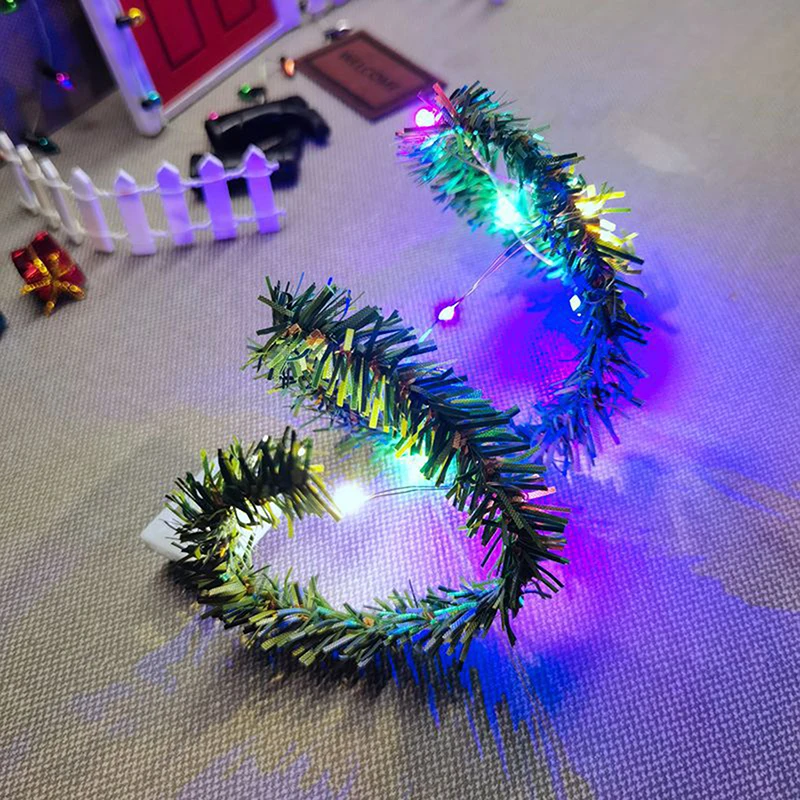 Miniature Christmas LED Luminous Light String Ornament Dollhouse Decoration Craft DIY Accessories Children Christmas Gift Toys