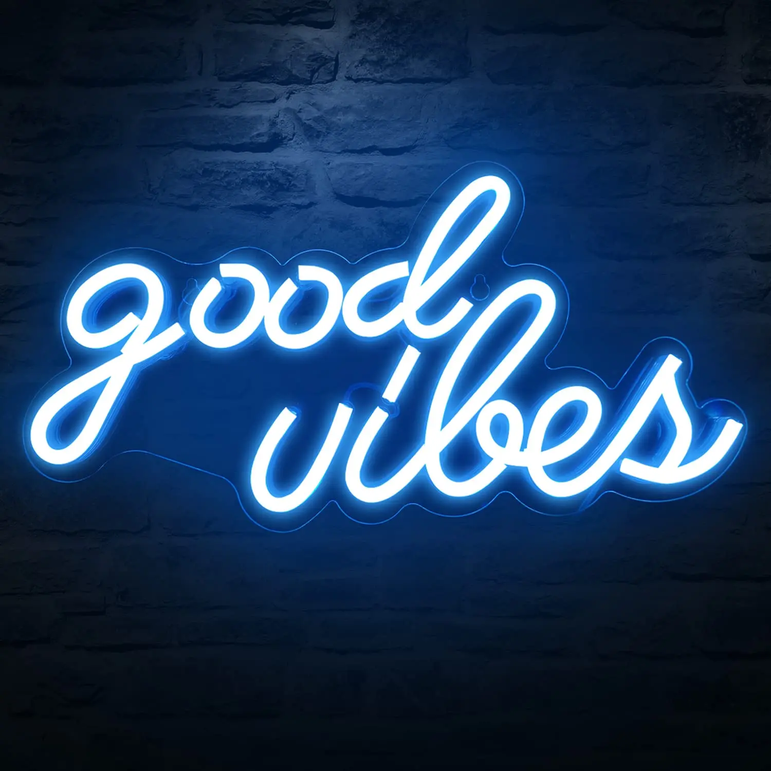 

Good vibes ice blue neon light, USB powered LED sign for bedroom office wedding party bar valentine's day gift
