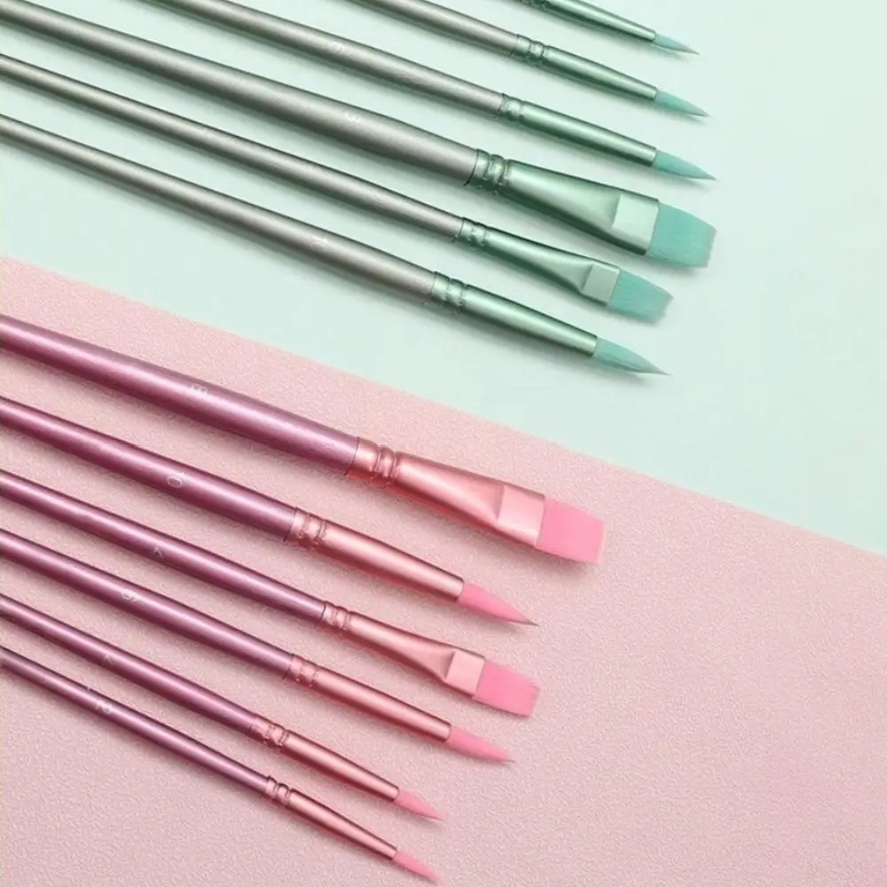 4/6pcs soft hair Painting Brush Set Professional Different Shape Watercolor Drawing Brushes Wooden Handle Nylon