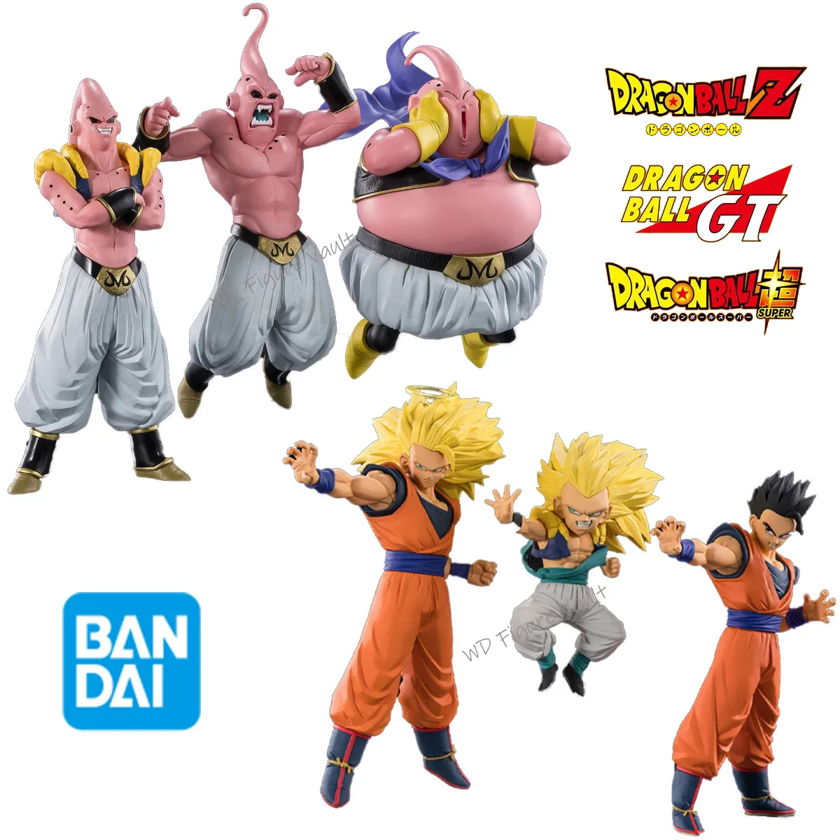 

In stock Bandai BANPRESTO Dragon Ball Z MATCH MAKERS Majin Buu vs Super Saiyan Son Gohan Gotenks Gotenks Figure Genuine Toy