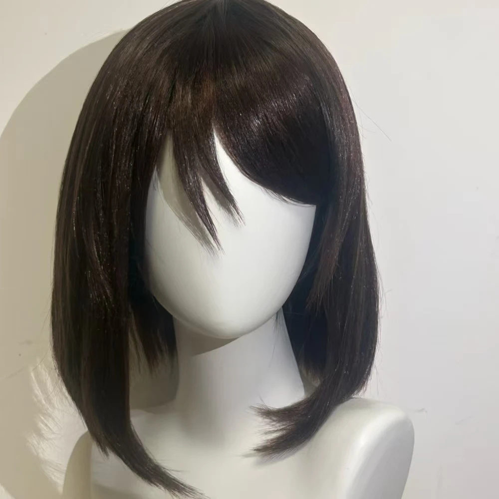 Anime Ieiri Shoko Cosplay Wig Brown Bob Hair Heat Resistant Synthetic Fiber Wig With Rose Net Halloween Wig Daily Party Wig