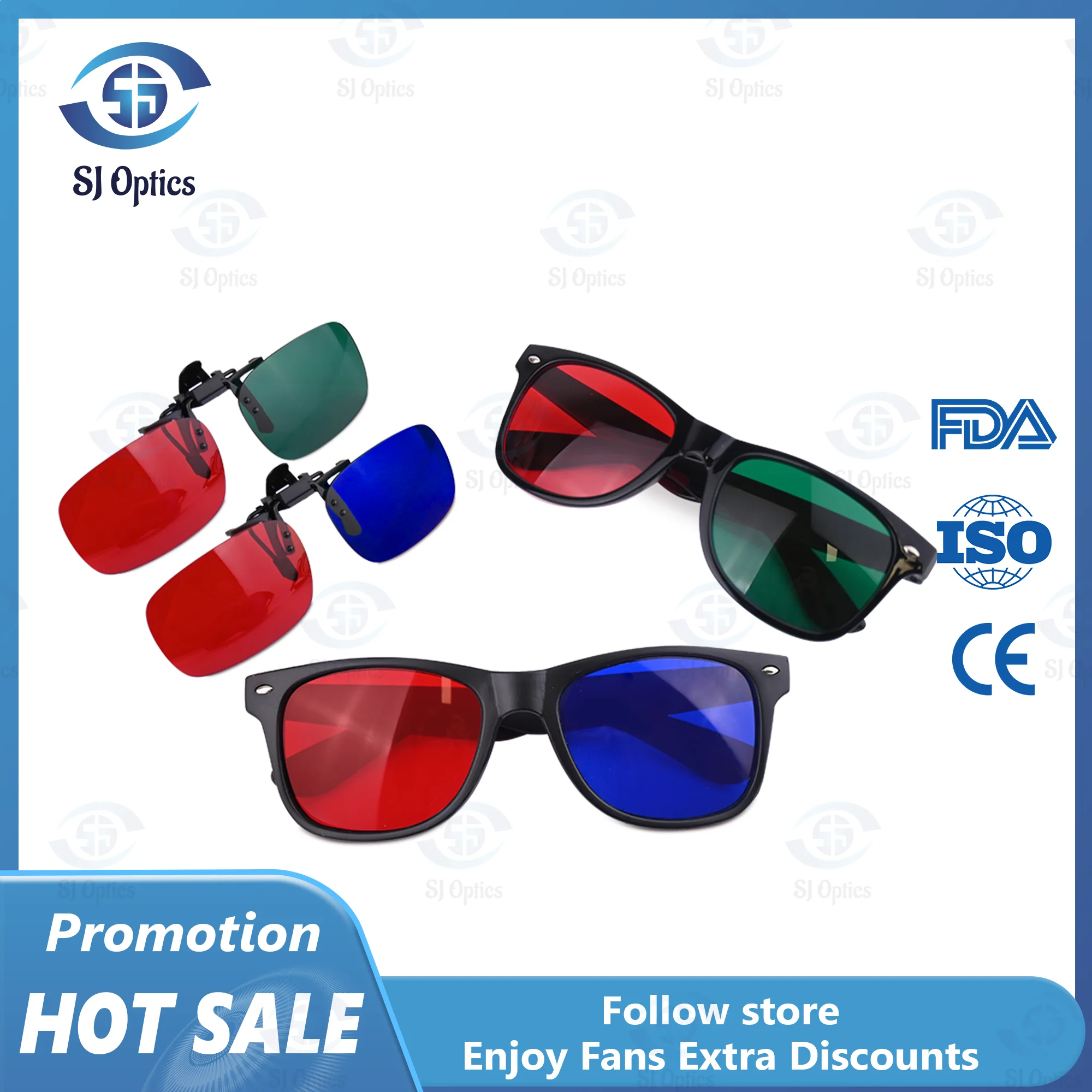 1Pcs Black Frame Red Blue Green 3D Glasses For Visual Function Test Red Green Glasses Red Blue Eyeglasses For Amblyopia Training