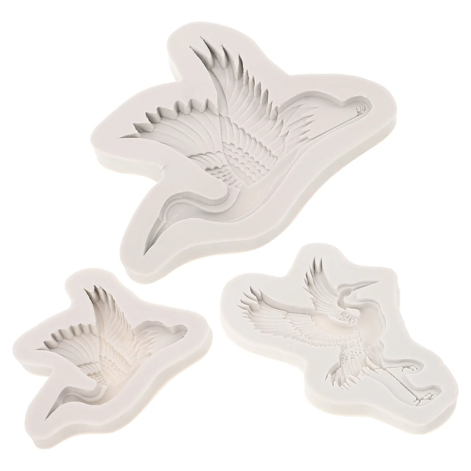 3Pcs Silicone Crane Molds Nonstick Flexible for Chocolate Cake Decoration Fondant Clay Resin Baking Tools Accessories