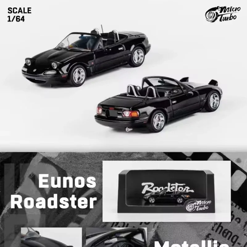 MT 1:64 MX5 Eunos Roadster Miata NA Pandem Metallic Black LBWK SUPER Silhouette Diecast Diorama Car Model MicroTurbo