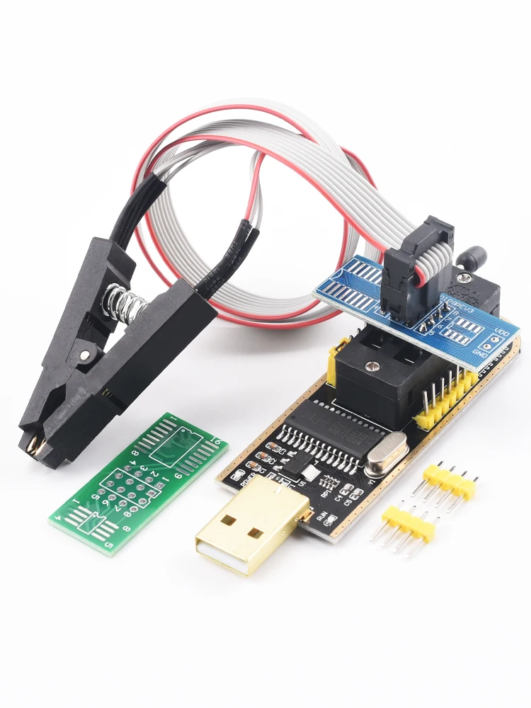 CH341B USB EEPROM Flash BIOS Programmiermodul mit SOIC8 SOP8 Testclip, SPI Flash Lese- und Schreibgerät für 24CXX 25CXX 93CXX Chips – Detail 2