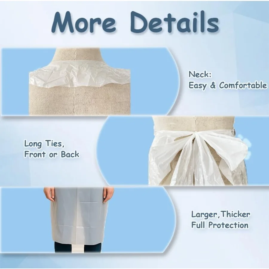 Grembiuli monouso con copertura completa del corpo realizzati in materiale plastico poli ideali per adulti in varie applicazioni come dipinto pi