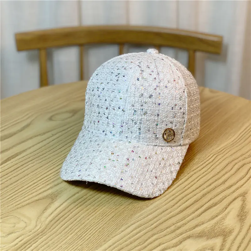 Sequined Baseball Cap for Women Adjustable Back Buckle Sun Hat Streetwear Fans Breathable Mesh Shade Trucker Chapeau Femme