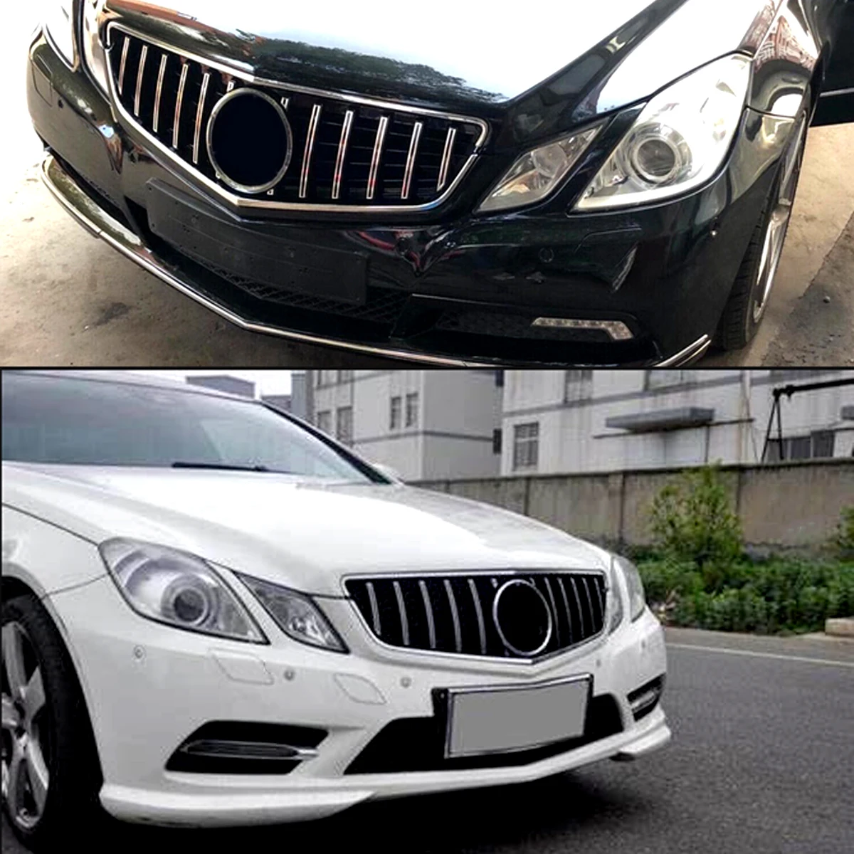 

For 2009-13 Mercedes Benz E Class W207 C207 A207 Coupe Chrome+Black GT Front Hood Grille Racing Bumper Grill Tuning Accessories
