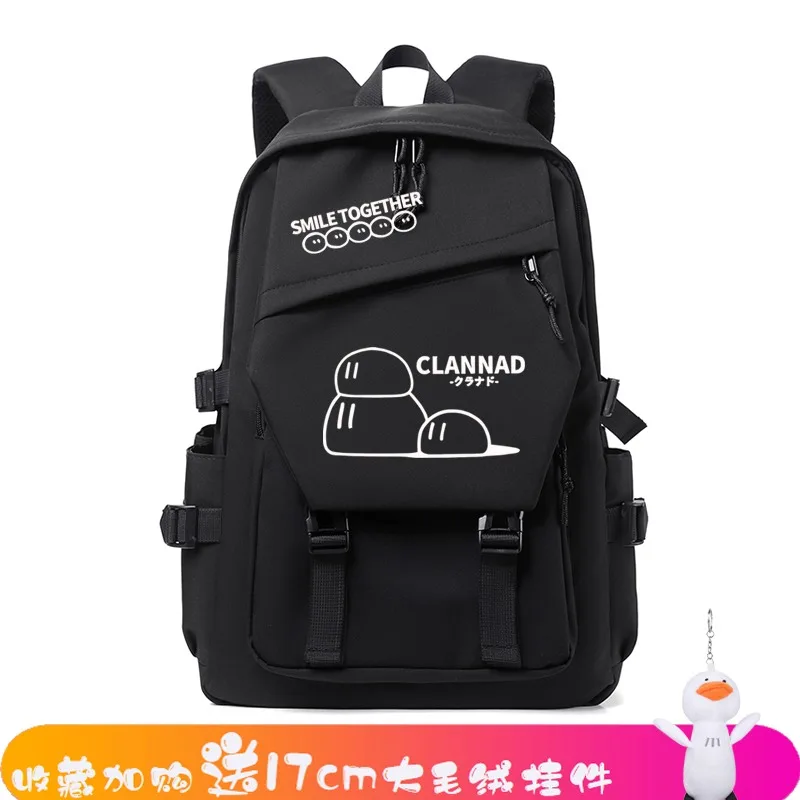 Breathable mesh, 32×47×16cm Black White Blue Pink, Clannad, Student Kids Teens School Bags, Anime Backpacks Girls Boys