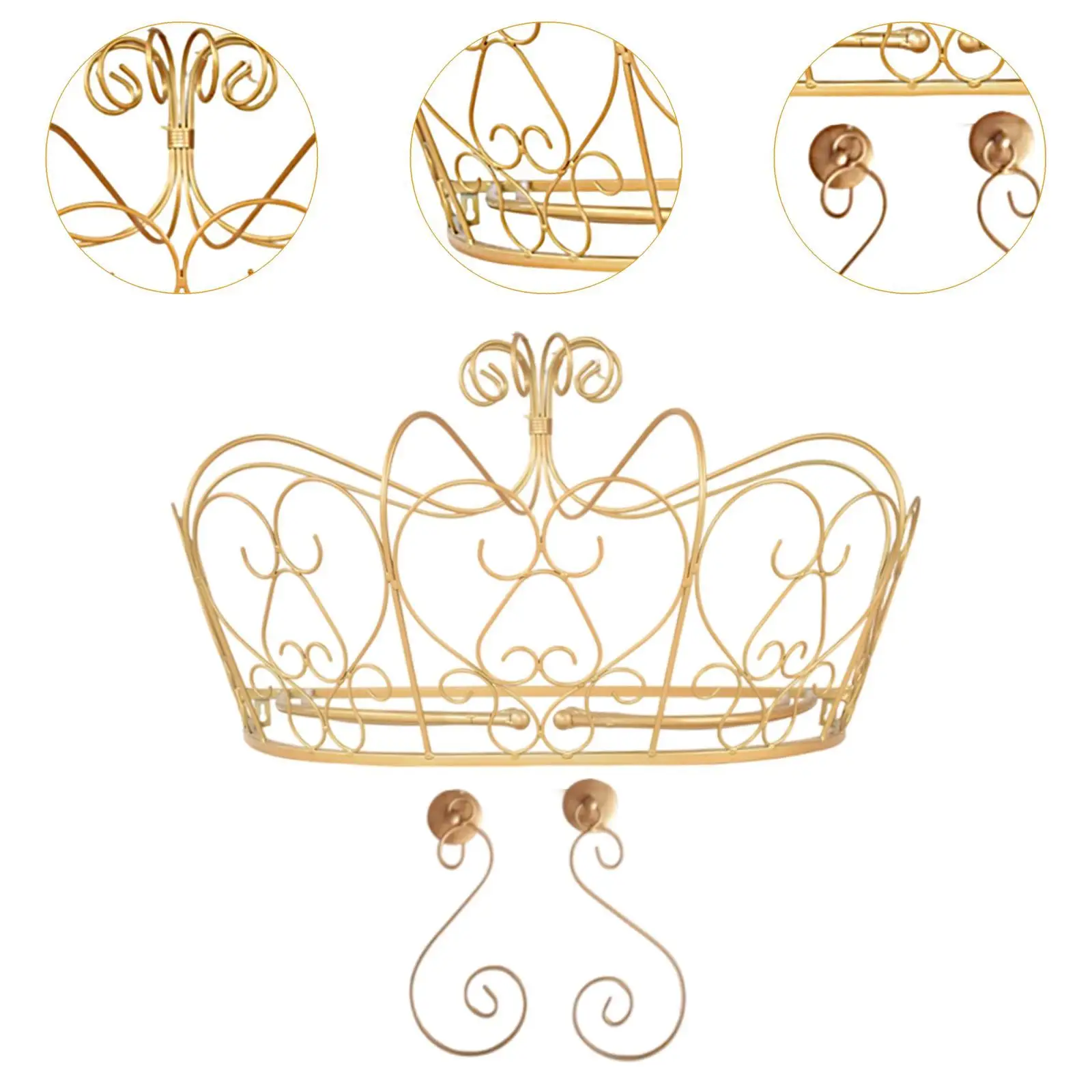 Crown Bed Canopy Frame Cute Metal Heavy Duty Wall Mounted for Bedroom Children Room Decor Princess Bed Canopy Stand for Kids